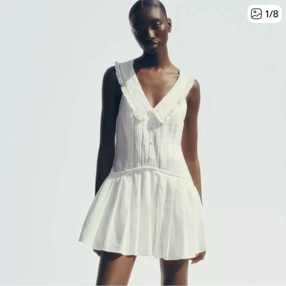 New Zara White Sleeveless V-Neck Mini Dress - Elegant Summer Dress
